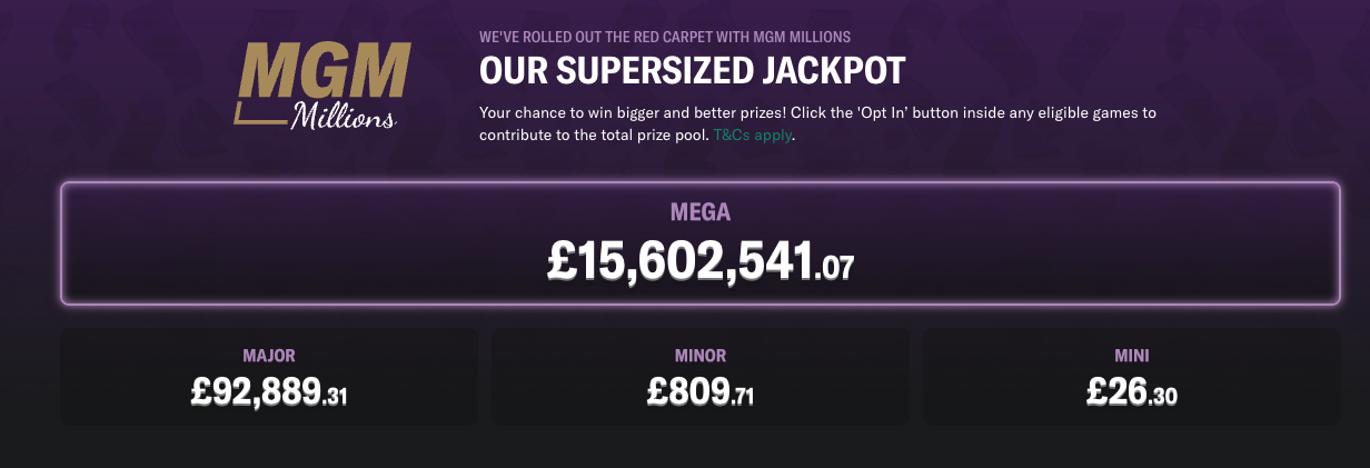 BetMGM Casino Supersized jackpot