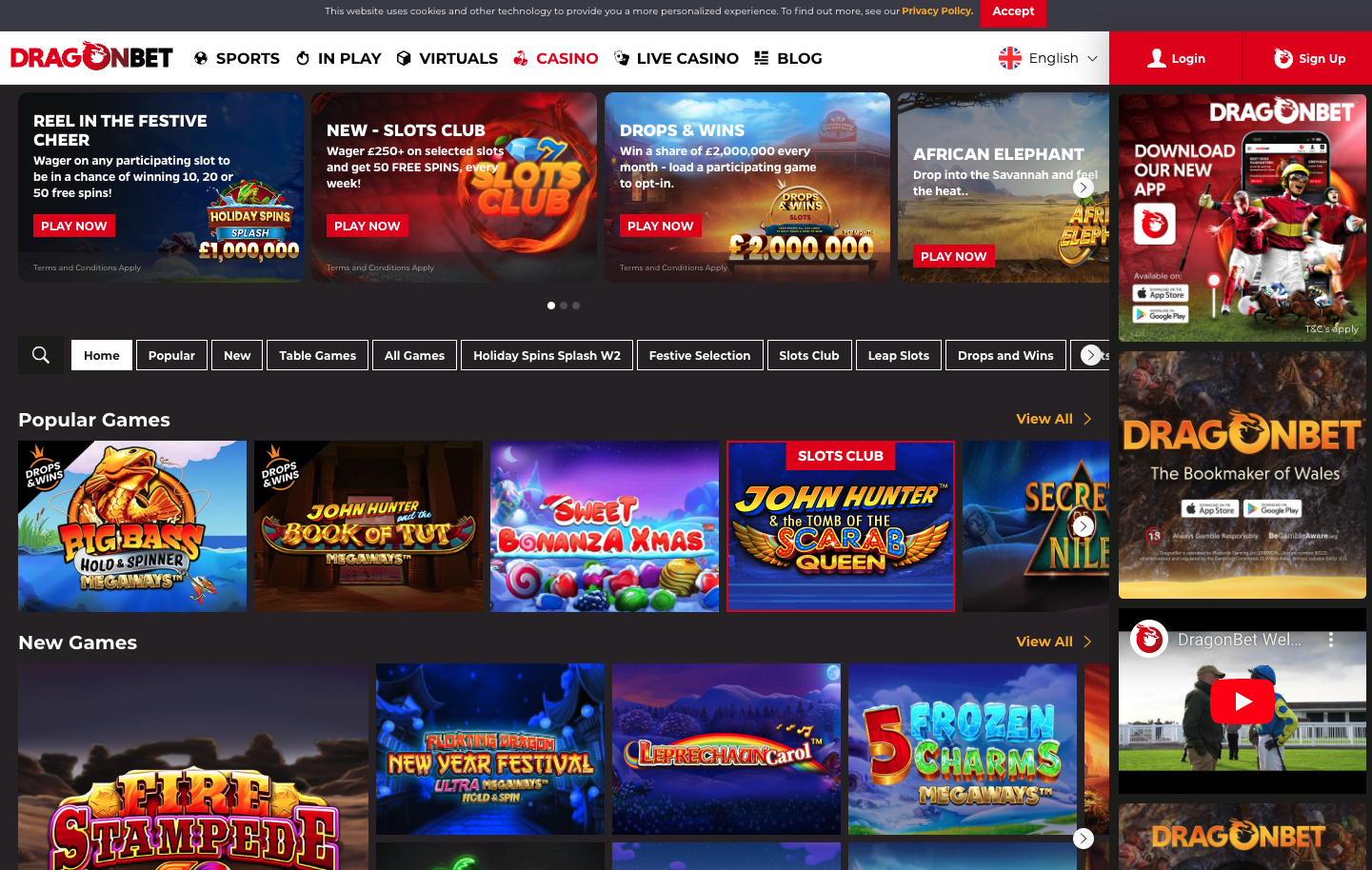 DragonBet casino page