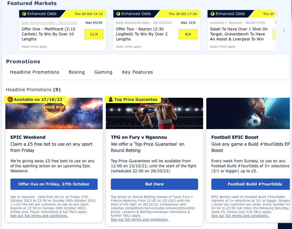 William Hill promotions