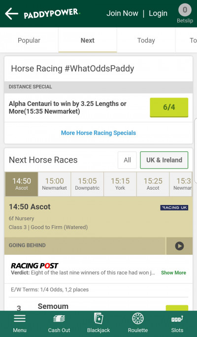 Paddy Power android app