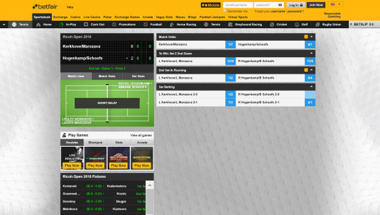 Betfair desktop