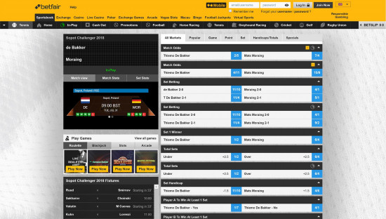 Betfair Review - Betfair Desktop Tennis Betfair desktop