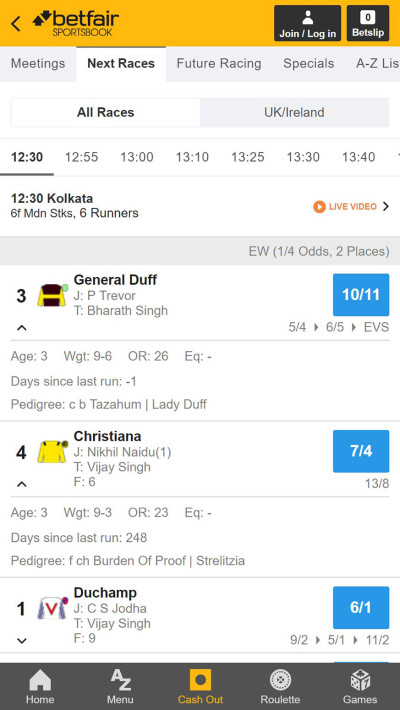 Betfair mobile app