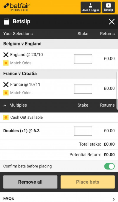 Betfair Android App - Bet Slip Betfair android app