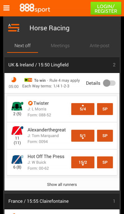 888 Sport app - horse racing 888Sport ios app