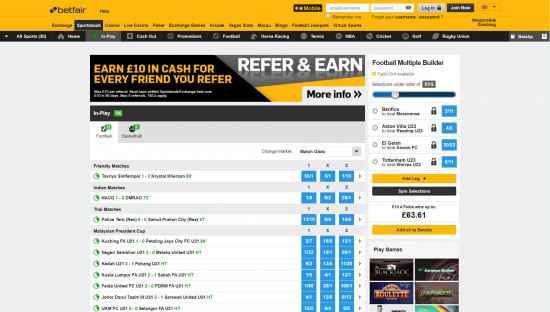 Betfair desktop