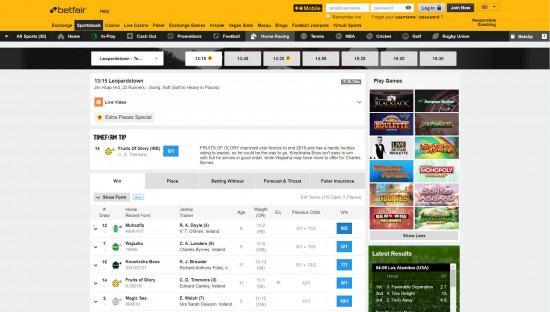 Betfair desktop