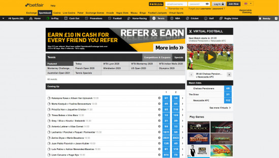 Betfair desktop