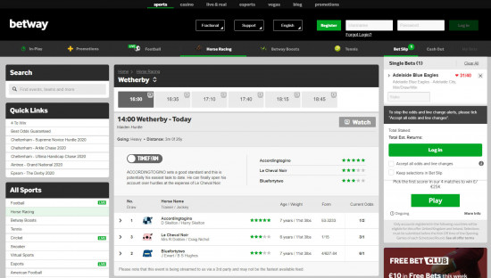 Betway desktop