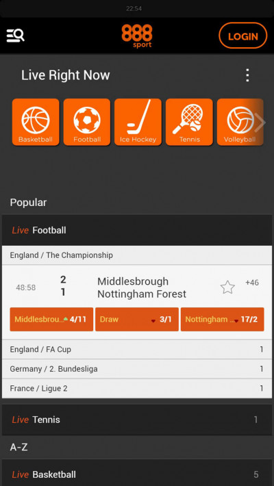 888Sport mobile app