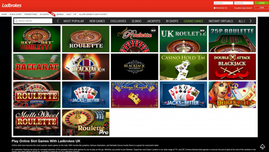 Ladbrokes Casino desktop