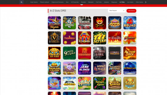 Virgin Bet Casino desktop