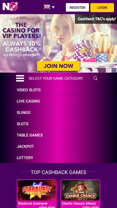 NoBonusCasino mobile app