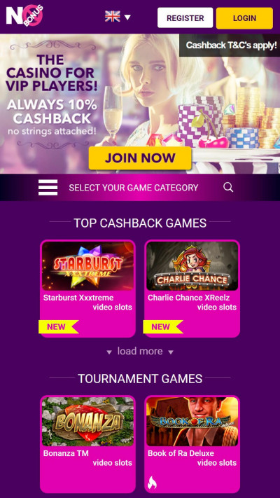 NoBonusCasino mobile app