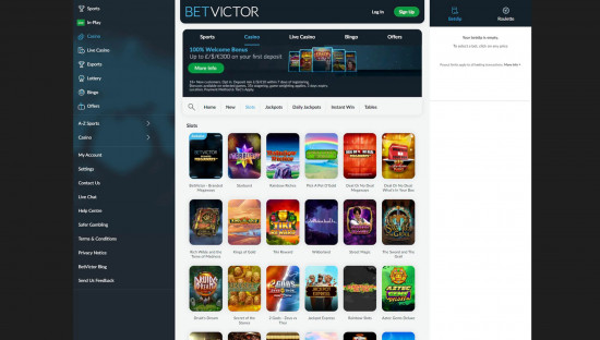 BetVictor Casino desktop