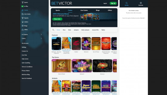 BetVictor Casino desktop