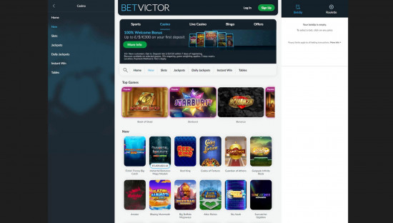 BetVictor Casino desktop