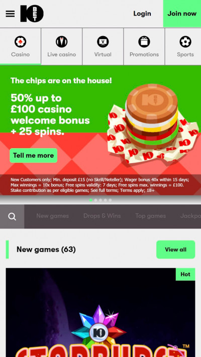 10bet Casino mobile app