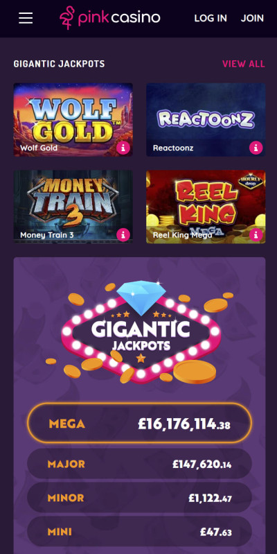Pink Casino mobile app