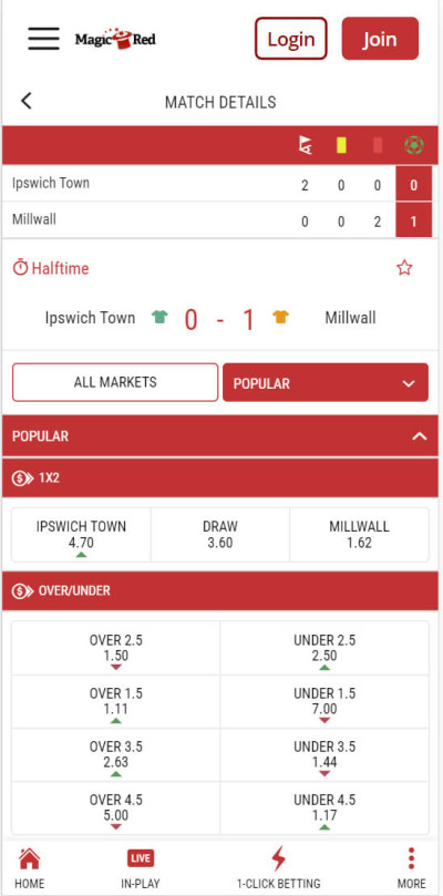 MagicRed Sports mobile app