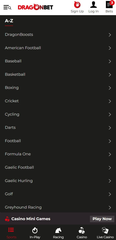 DragonBet mobile app