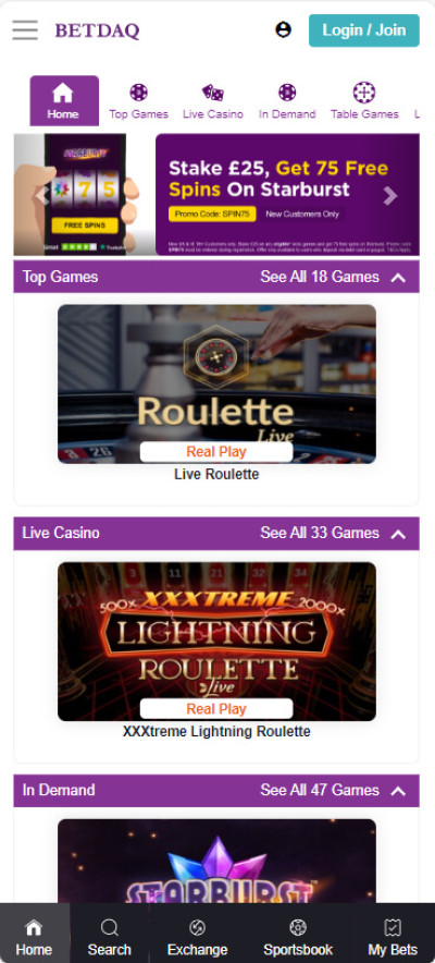 BetDaq Casino mobile app